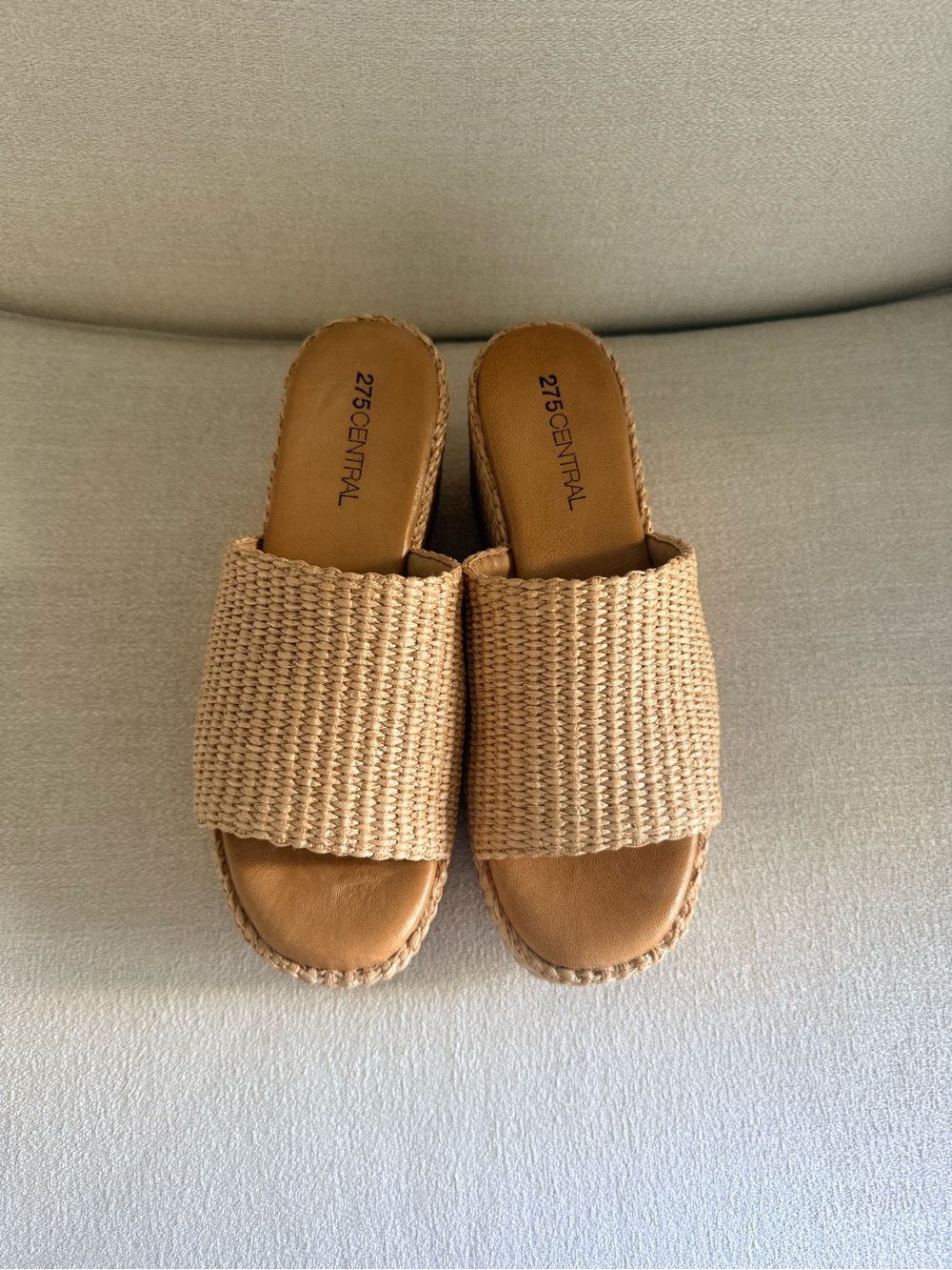 275 Central Women's Raffia Slide Sandals in Tan